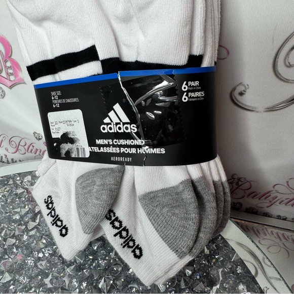 Adidas socks cushioned white grey black men’s 6-12 size brand new in package - Picture 3 of 6